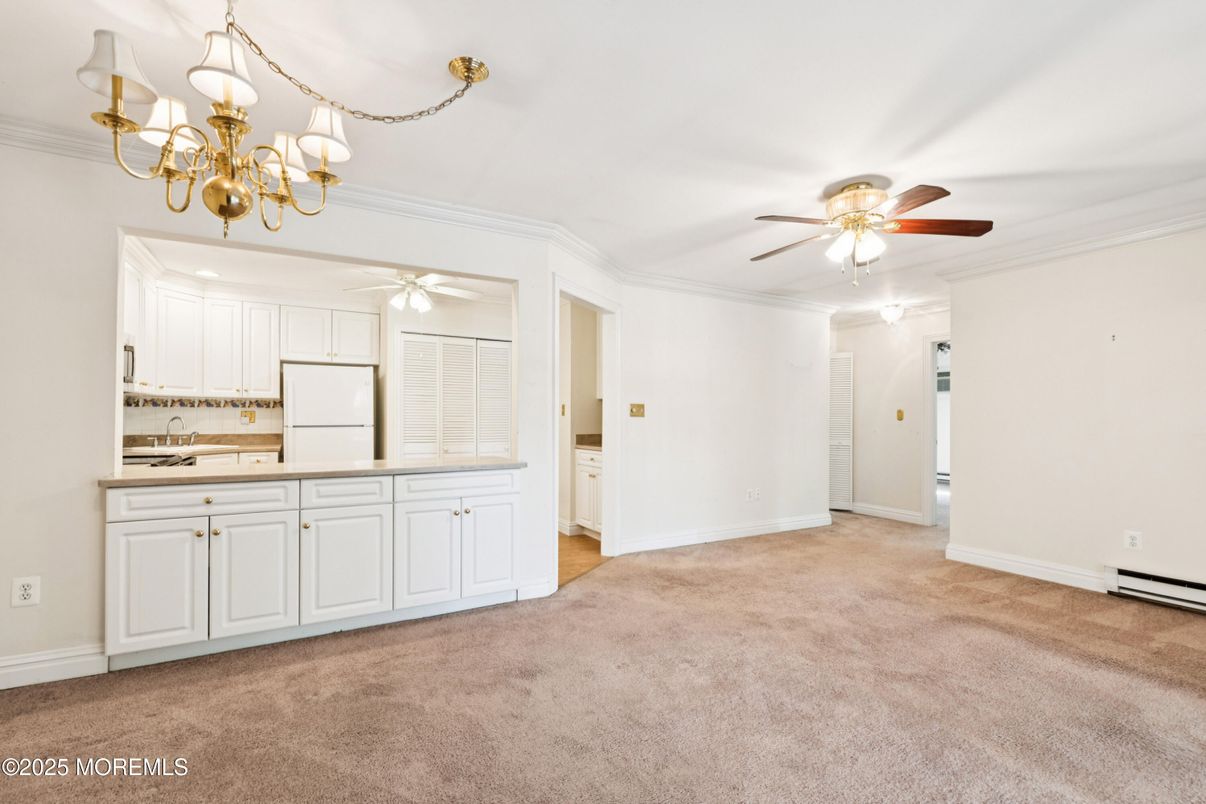 Chandelier, Empty room, Interior, Kitchen