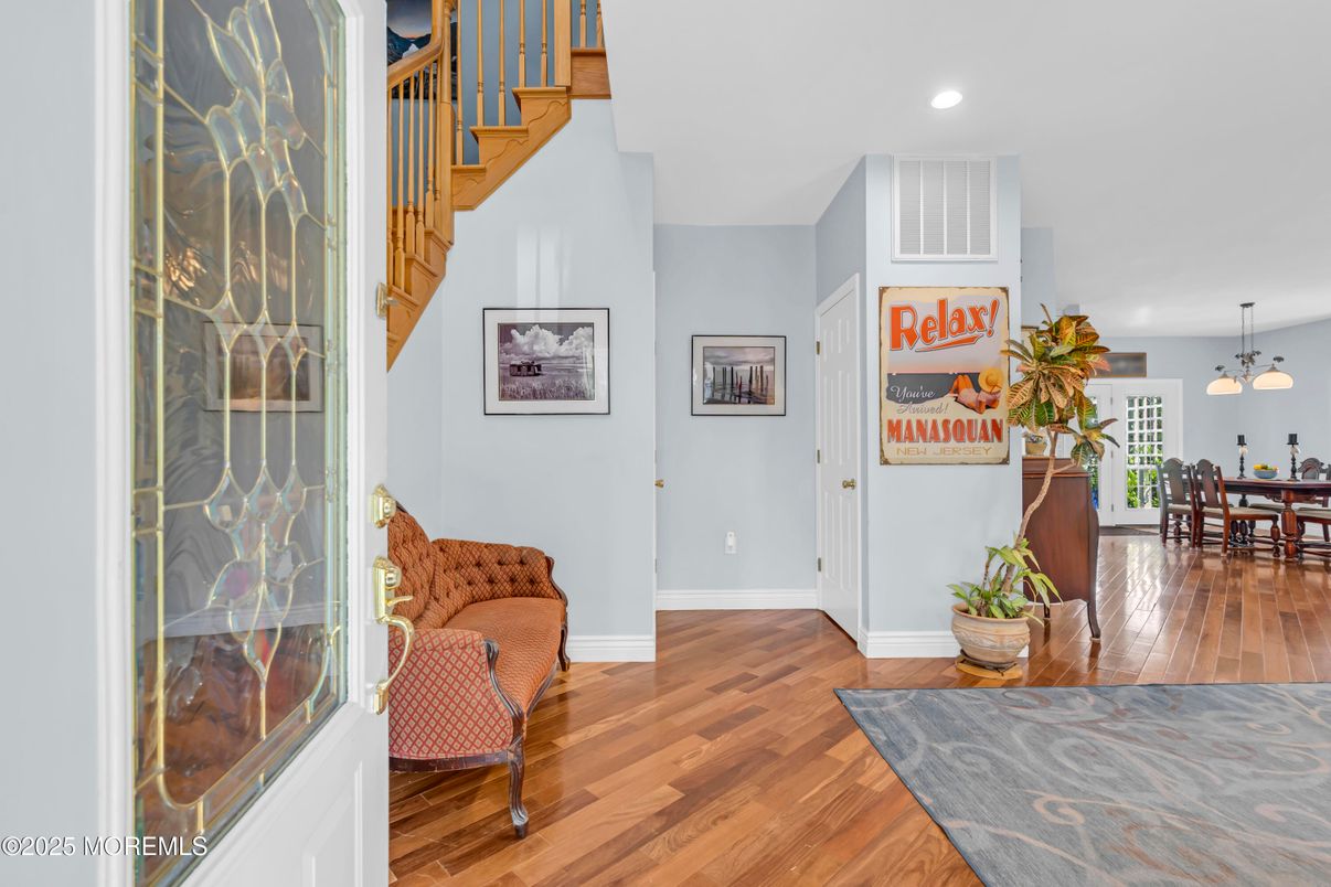Dining room, Interior, Pendant Lights, Recessed Lighting, Wood Texture Flooring