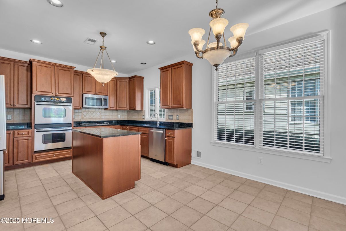 Chandelier, Interior, Kitchen, Pendant Lights, Recessed Lighting, Stainless Steel Appliances
