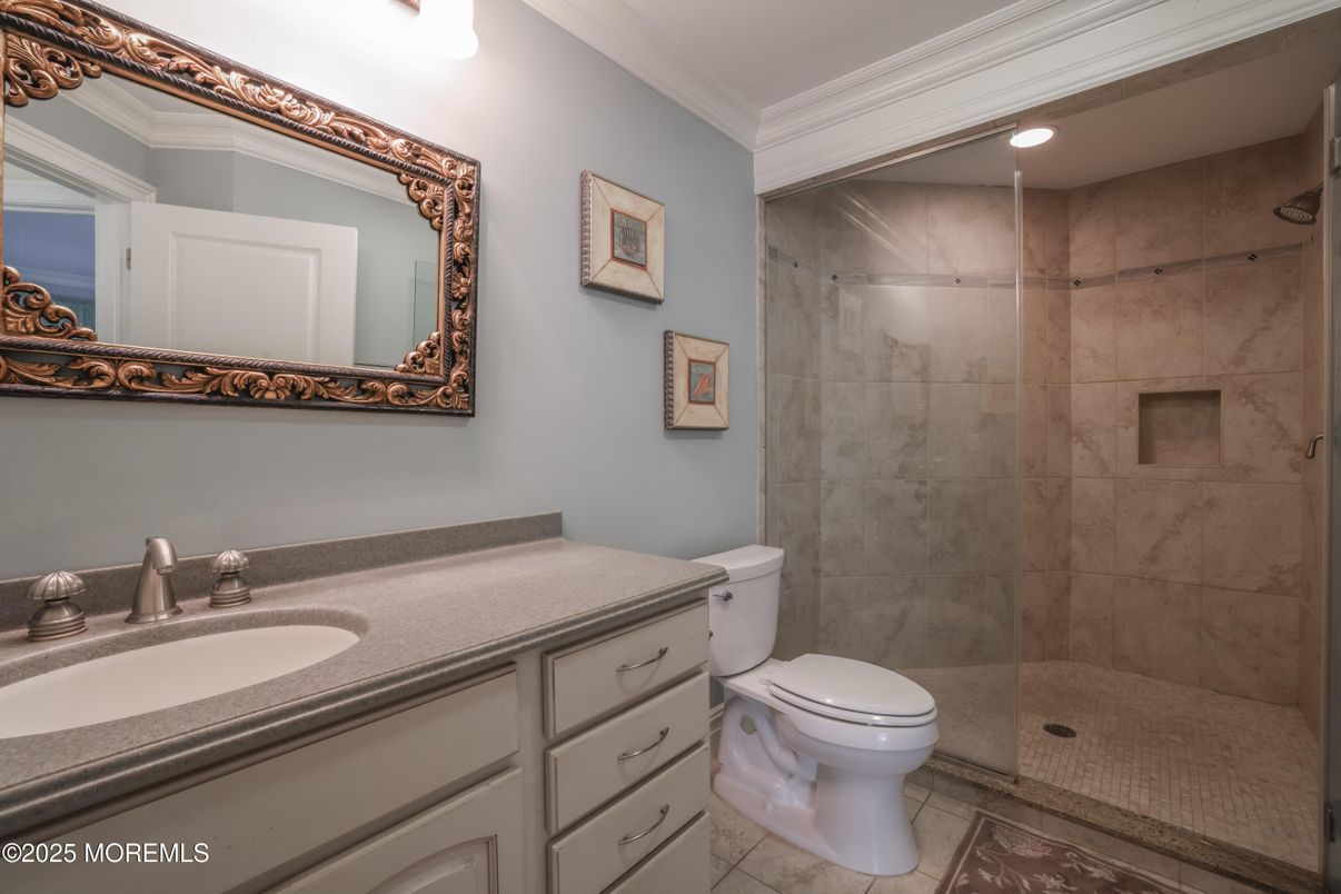 Bathroom, Glass Shower, Interior, Recessed Lighting