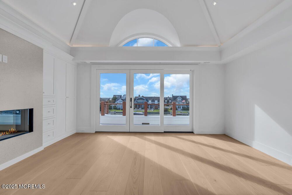 Empty room, Fireplace, Interior, Recessed Lighting, Wood Texture Flooring