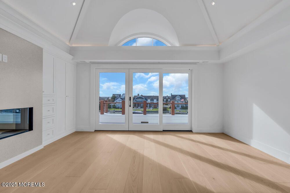 Empty room, Fireplace, Interior, Recessed Lighting, Wood Texture Flooring