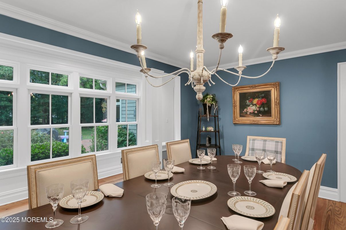 Chandelier, Dining room, Interior, Wood Texture Flooring