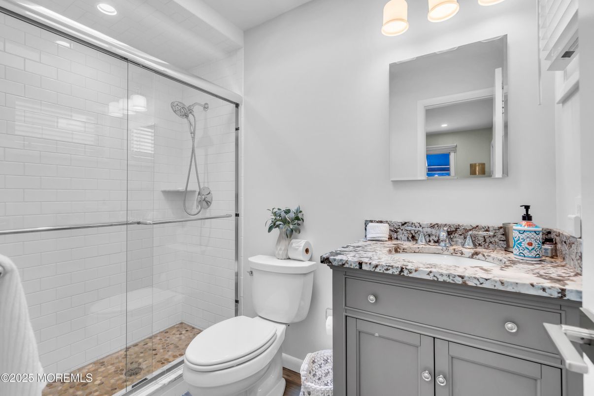 Bathroom, Glass Shower, Interior, Recessed Lighting