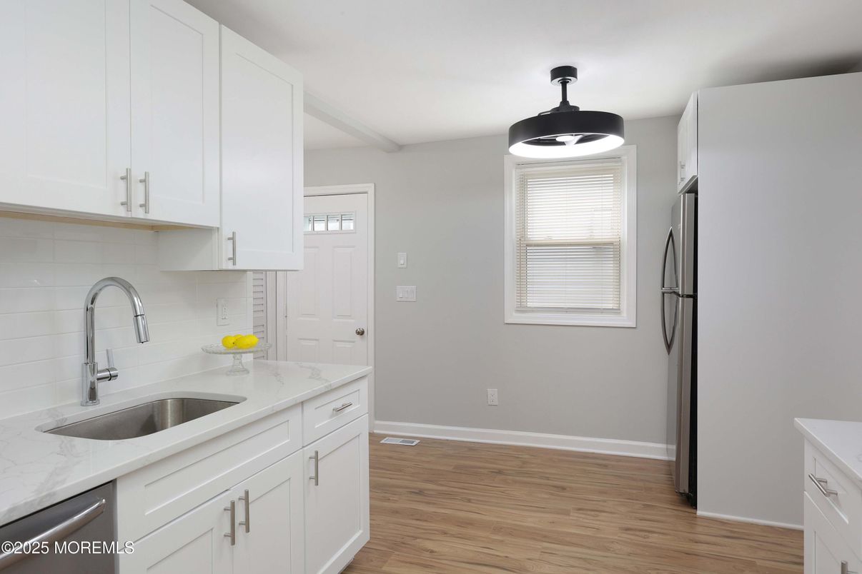 Interior, Kitchen, Stainless Steel Appliances, Wood Texture Flooring