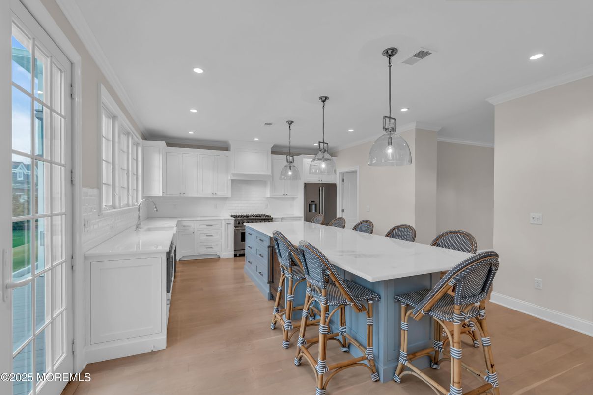 Interior, Kitchen, Pendant Lights, Recessed Lighting, Wood Texture Flooring
