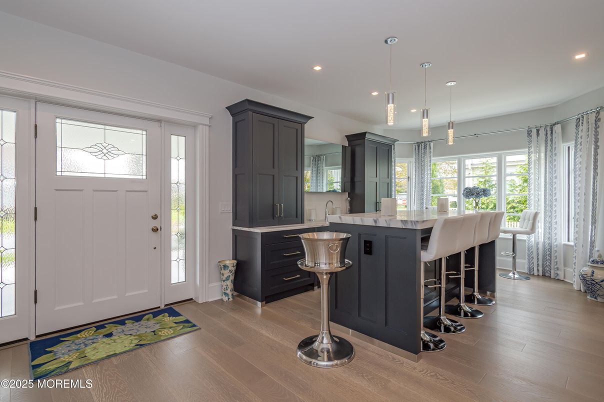 Interior, Kitchen, Pendant Lights, Recessed Lighting, Wood Texture Flooring