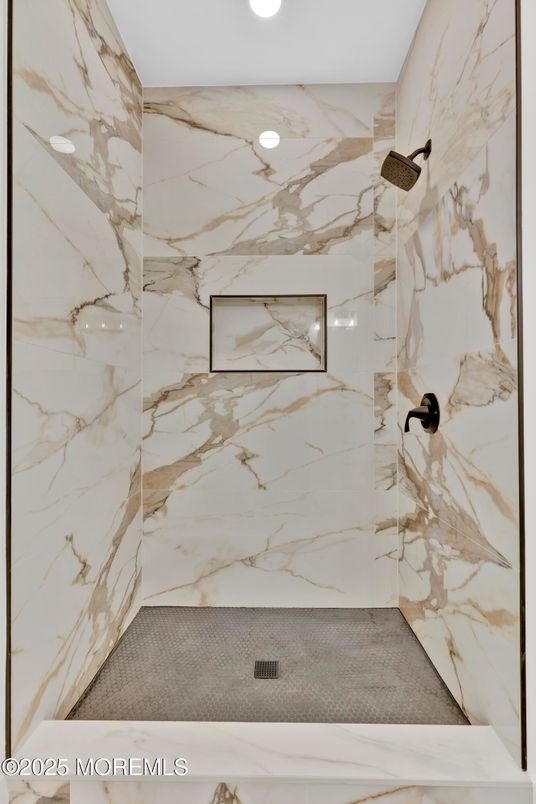 Bathroom, Interior, Marble Walls, Recessed Lighting
