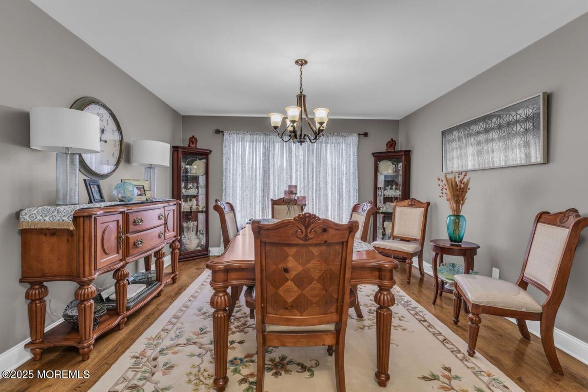 Chandelier, Dining room, Interior, Wood Texture Flooring