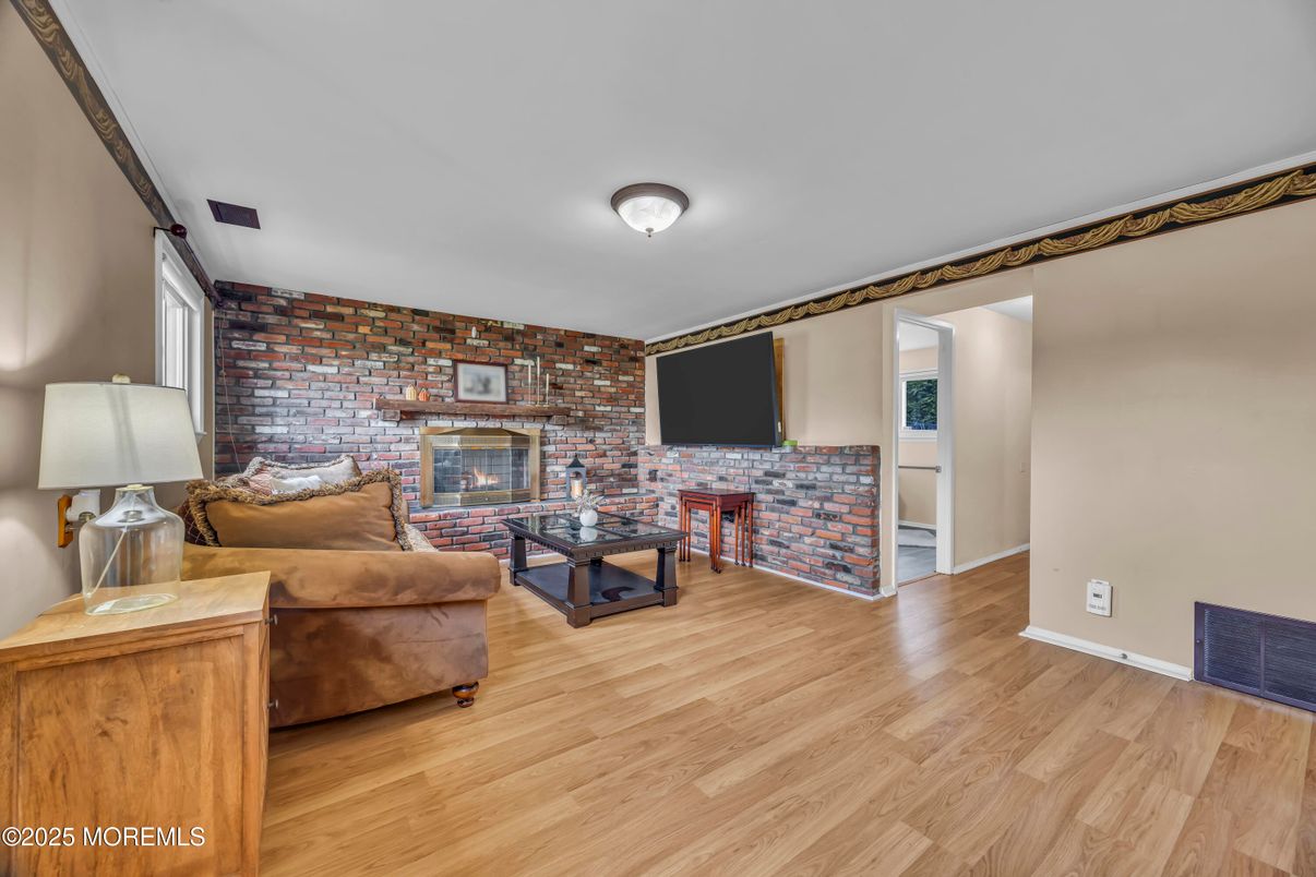 Fireplace, Interior, Living room, Stone Walls, Wood Texture Flooring