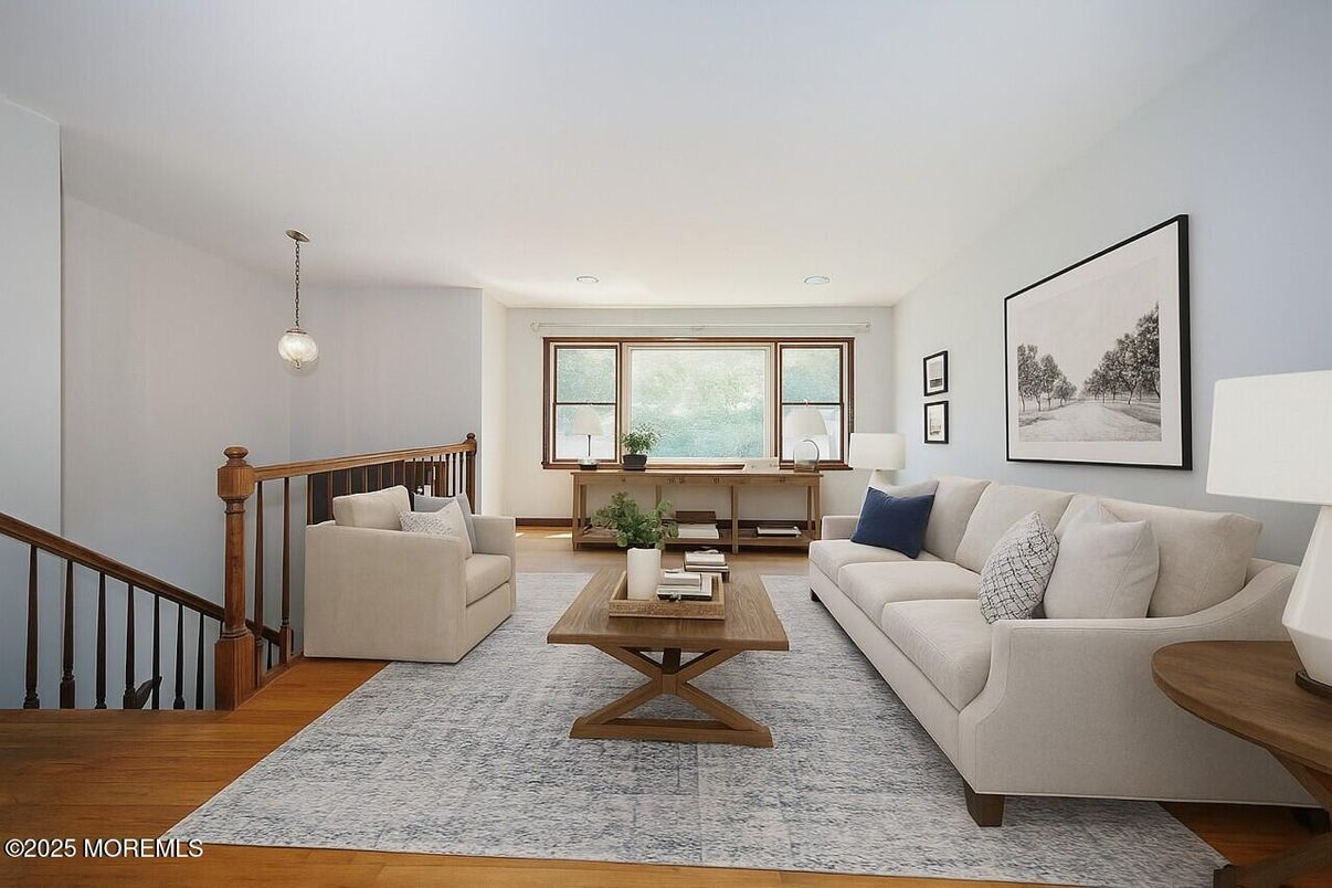 Interior, Living room, Pendant Lights, Recessed Lighting, Wood Texture Flooring