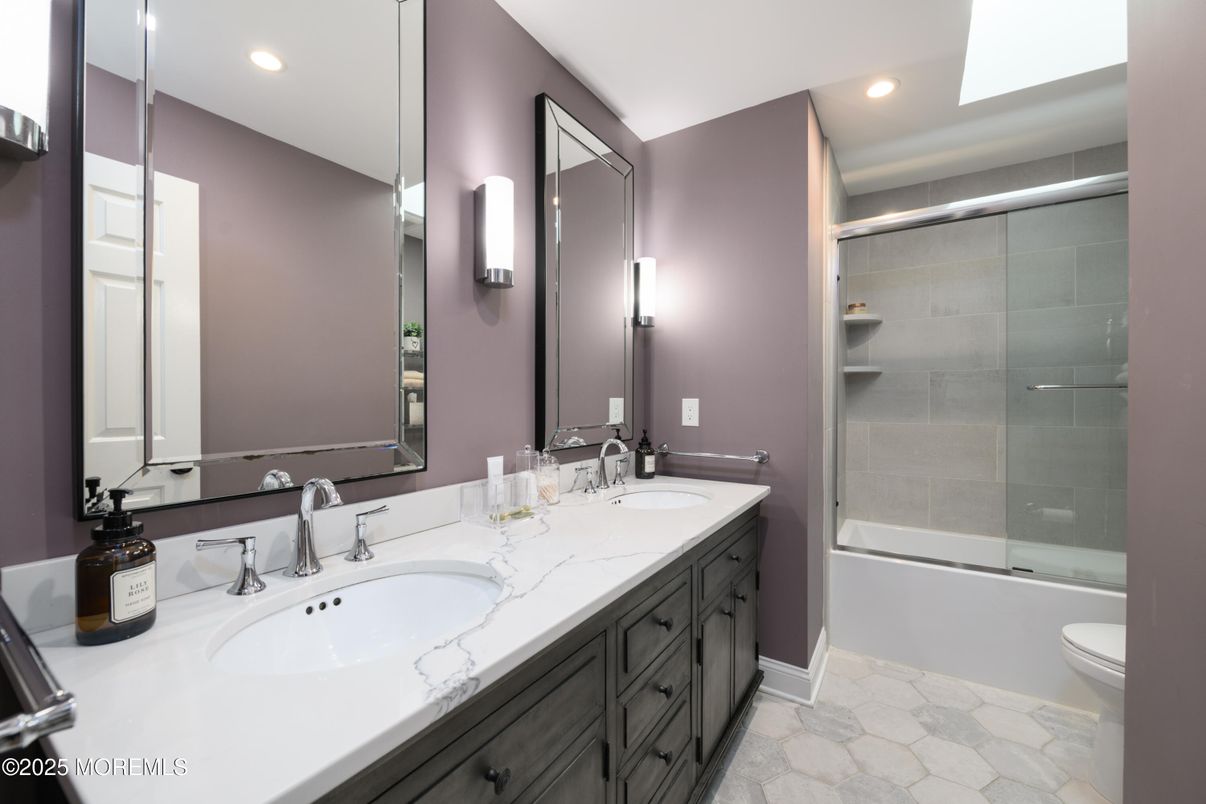 Bathroom, Dual Sink Vanities, Glass Shower, Interior, Recessed Lighting