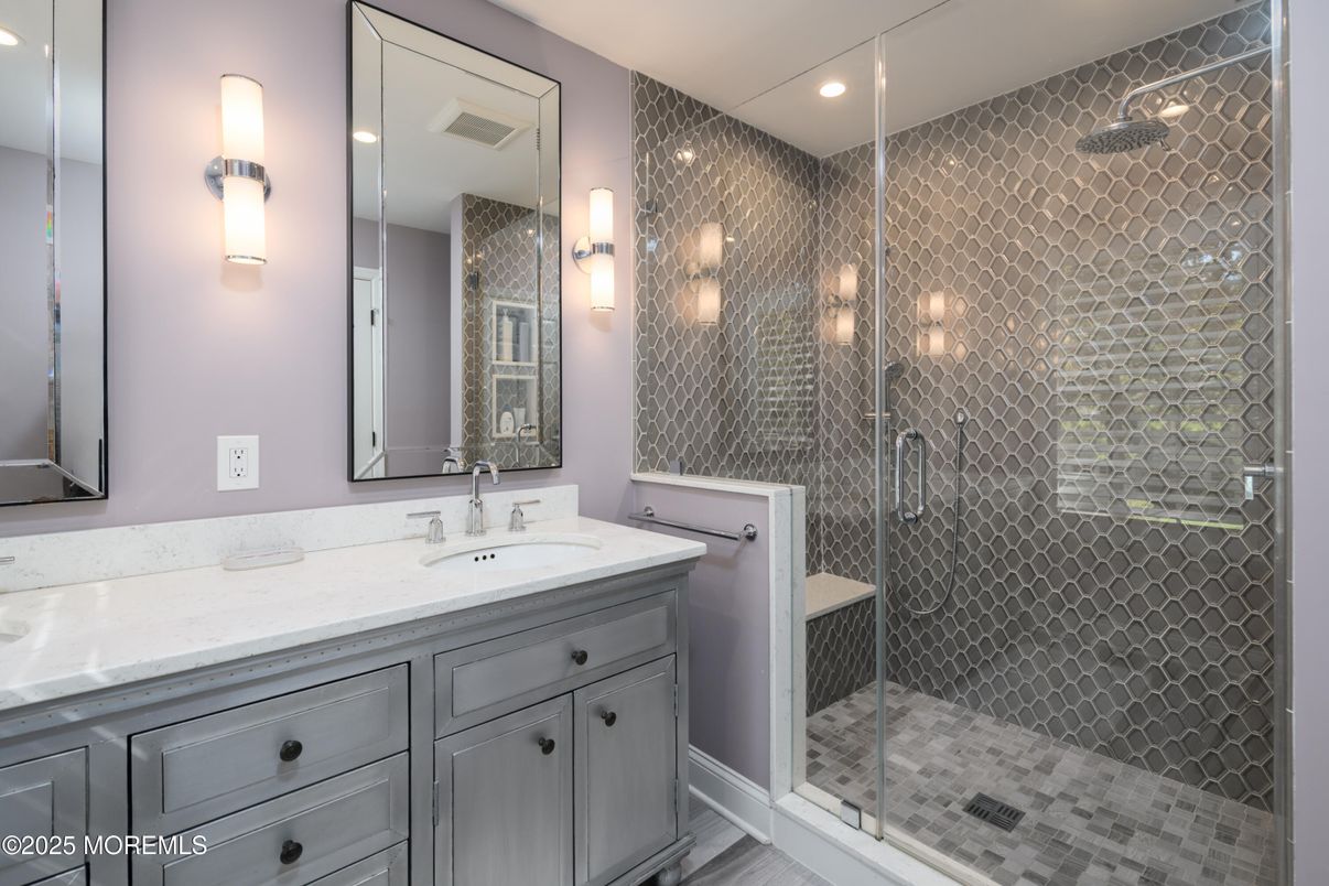 Bathroom, Glass Shower, Interior, Recessed Lighting