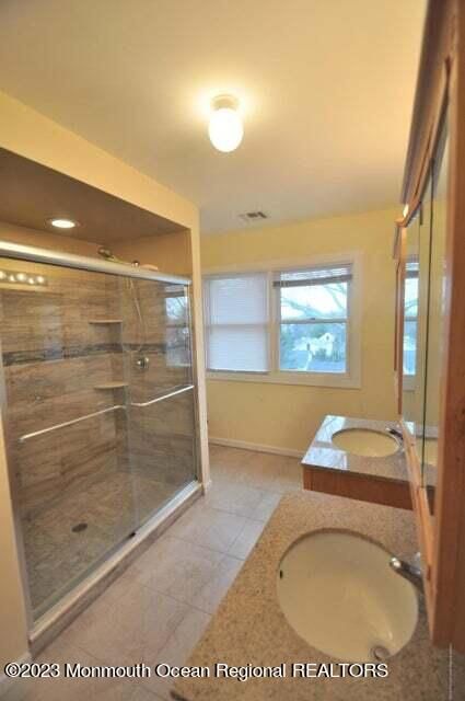 Bathroom, Glass Shower, Interior, Recessed Lighting