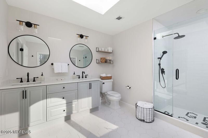 Bathroom, Dual Sink Vanities, Glass Shower, Interior