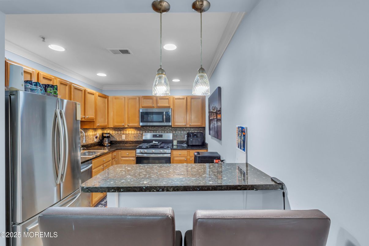 Interior, Kitchen, Pendant Lights, Recessed Lighting, Stainless Steel Appliances