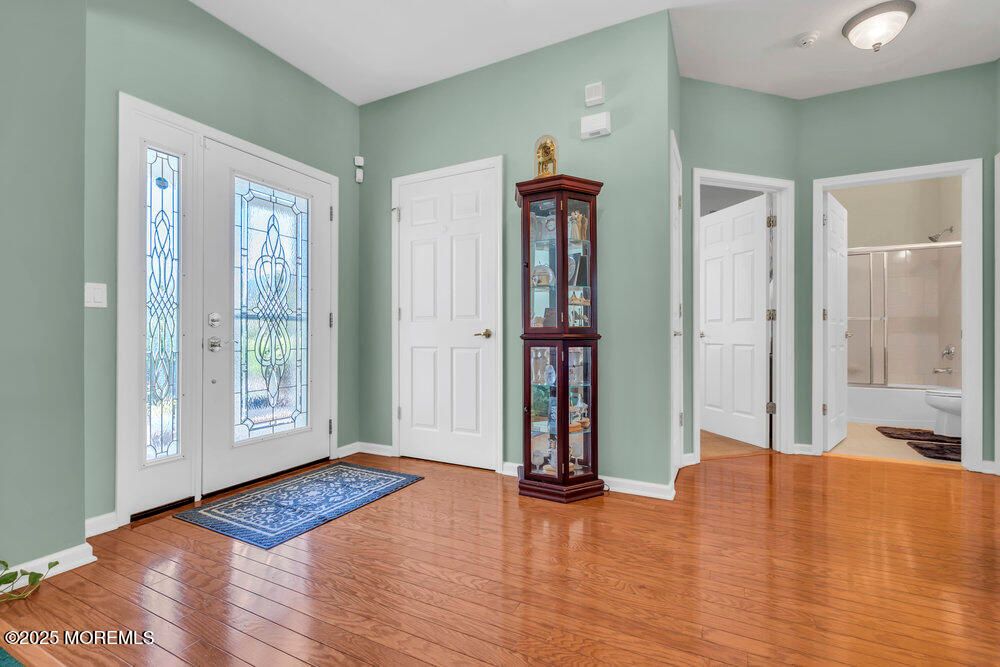 Bathroom, Glass Shower, Interior, Wood Texture Flooring