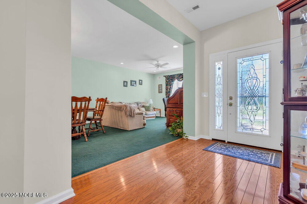 Dining room, Interior, Living room, Recessed Lighting, Wood Texture Flooring