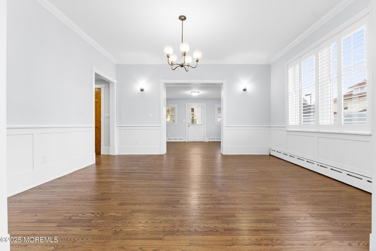 Chandelier, Empty room, Interior, Wood Texture Flooring