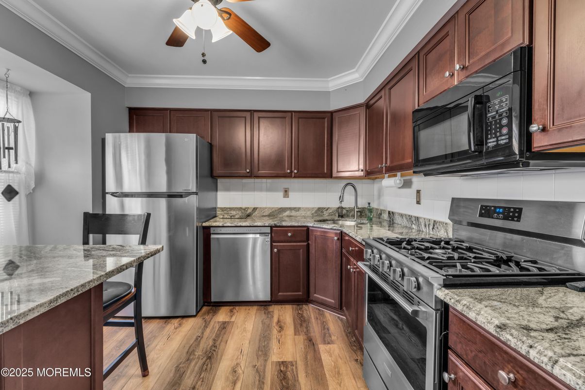 Interior, Kitchen, Stainless Steel Appliances, Wood Texture Flooring