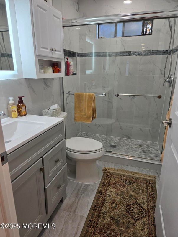 Bathroom, Glass Shower, Interior, Marble Walls