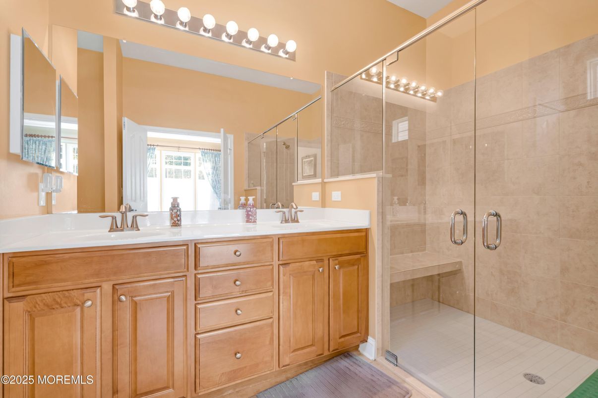 Bathroom, Dual Sink Vanities, Glass Shower, Interior