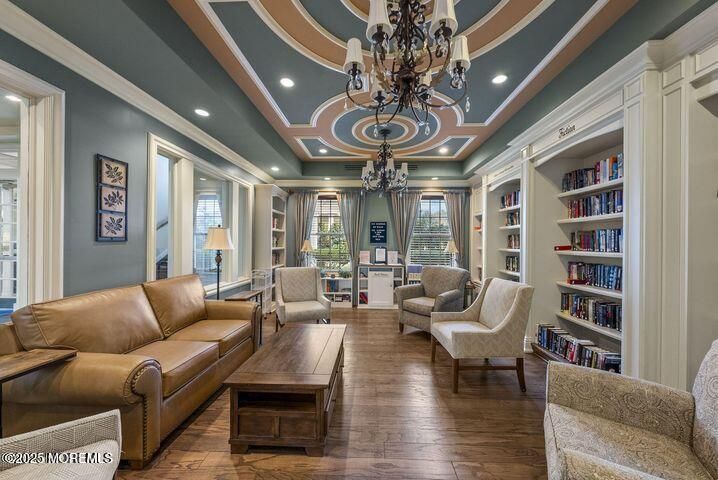 Chandelier, Interior, Living room, Recessed Lighting, Wood Texture Flooring