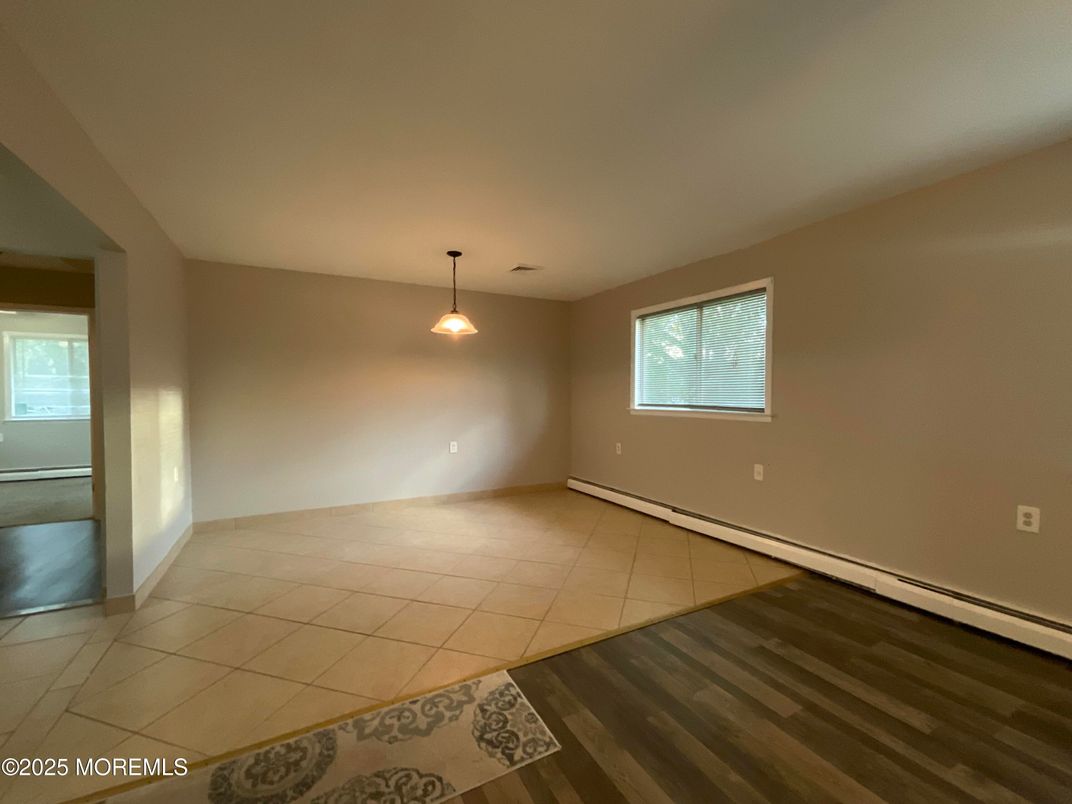 Empty room, Interior, Pendant Lights, Wood Texture Flooring