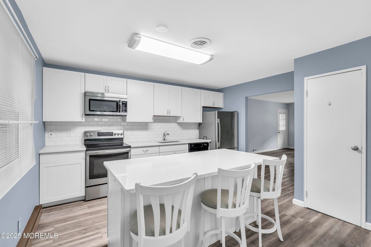 Interior, Kitchen, Stainless Steel Appliances, Wood Texture Flooring