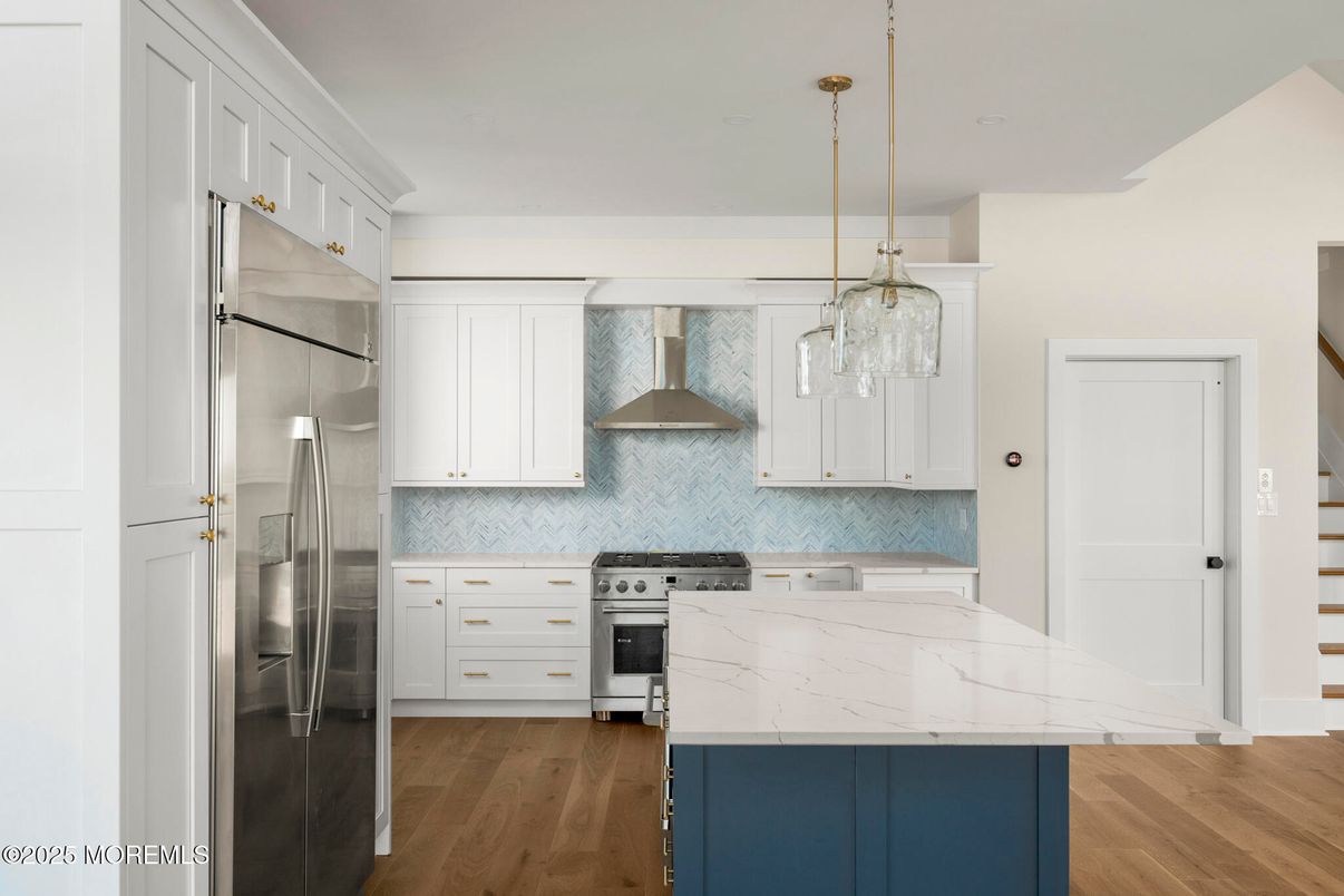 Interior, Kitchen, Pendant Lights, Stainless Steel Appliances, Wood Texture Flooring