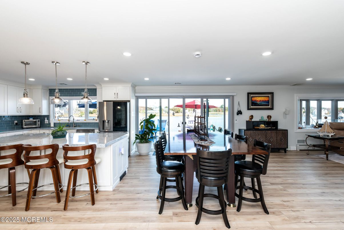 Interior, Kitchen, Pendant Lights, Recessed Lighting, Wood Texture Flooring