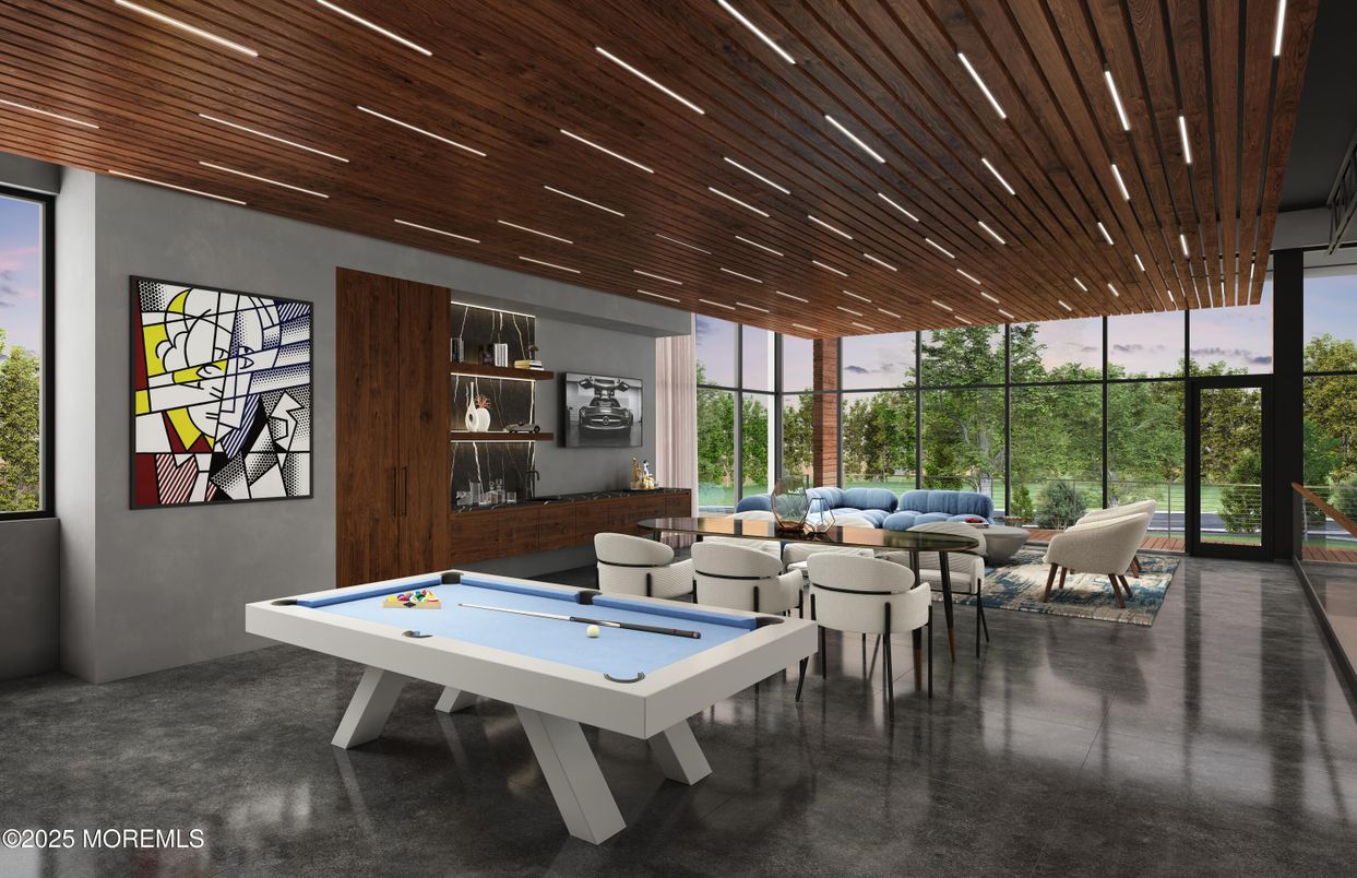 Billiard Table, Game Room, Interior, Living room, Recessed Lighting, Wooden Ceilings