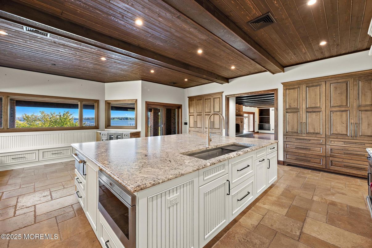 Interior, Kitchen, Recessed Lighting, Stainless Steel Appliances, Wooden Beams, Wooden Ceilings