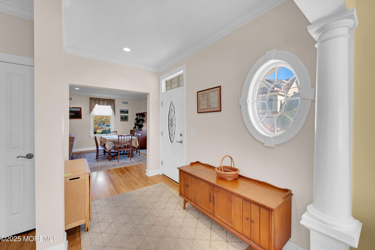 Dining room, Interior, Recessed Lighting, Wood Texture Flooring