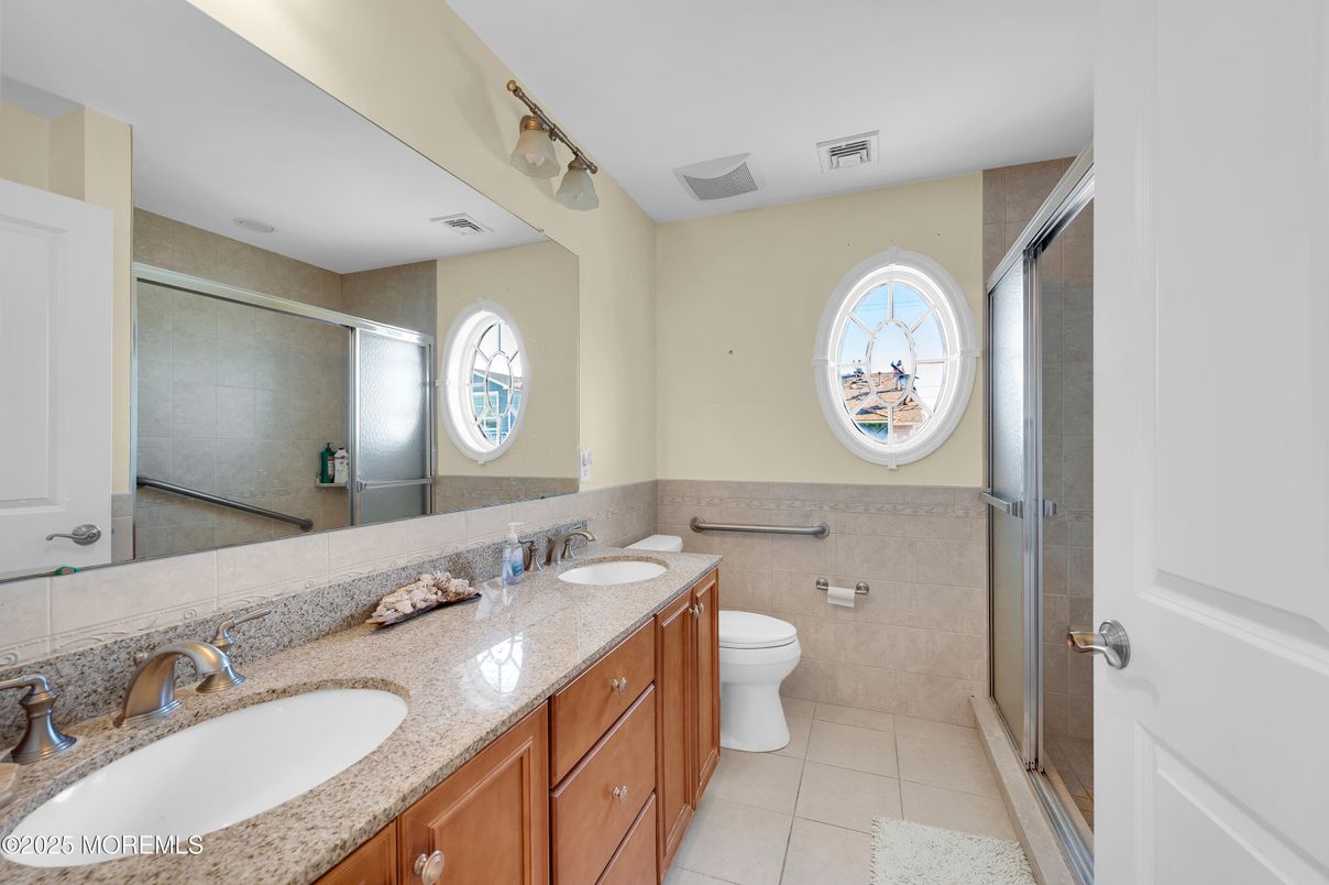 Bathroom, Dual Sink Vanities, Glass Shower, Interior