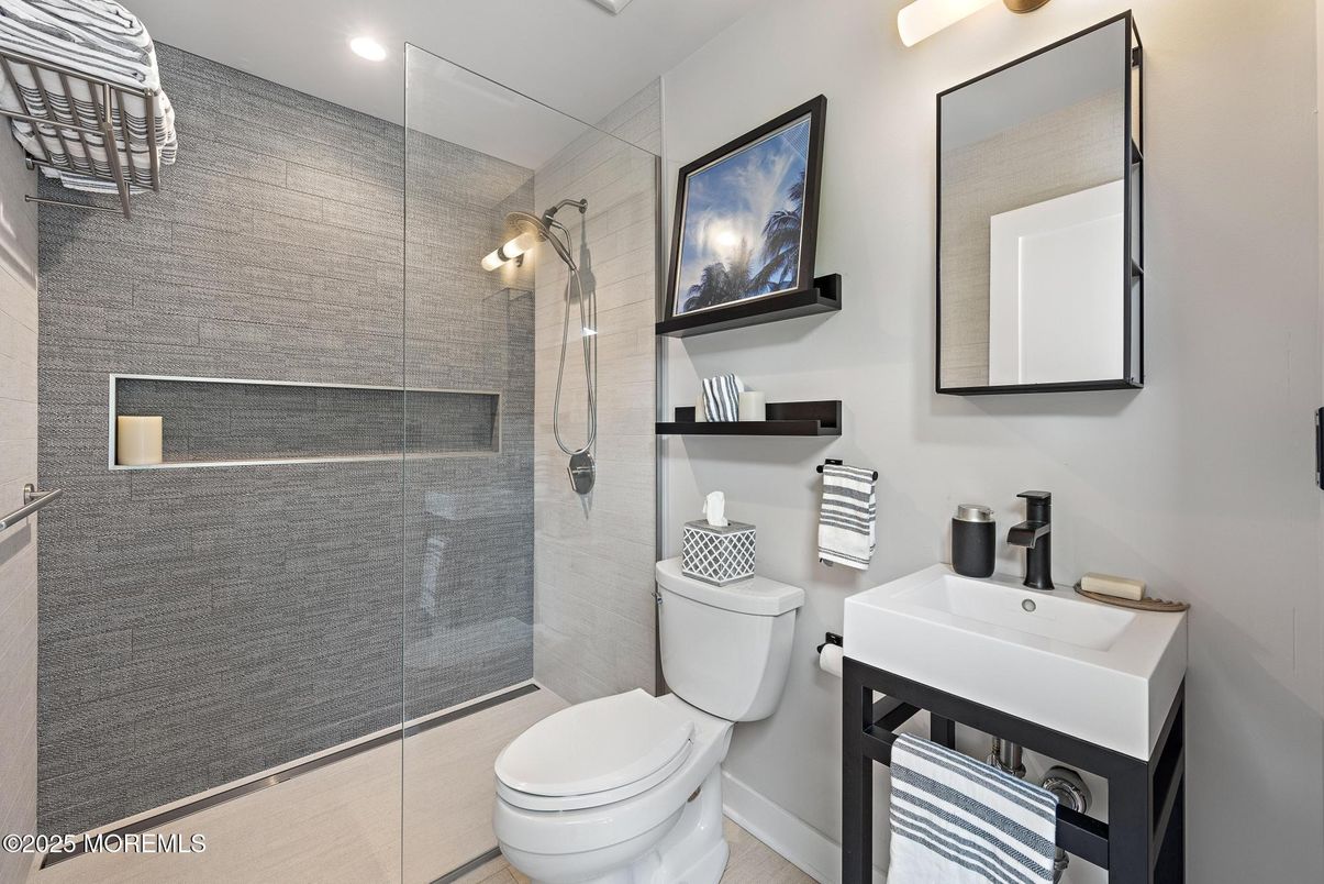 Bathroom, Glass Shower, Interior, Recessed Lighting