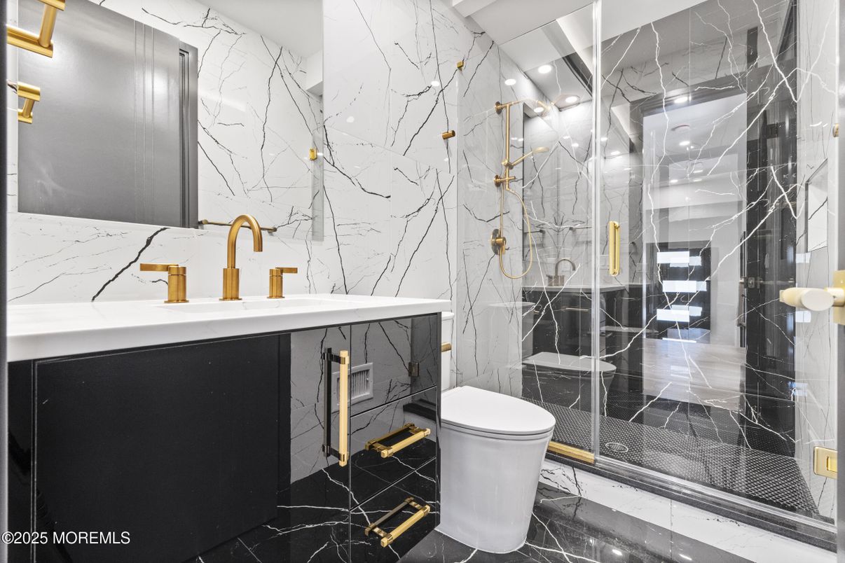 Bathroom, Glass Shower, Interior, Marble, Marble Walls