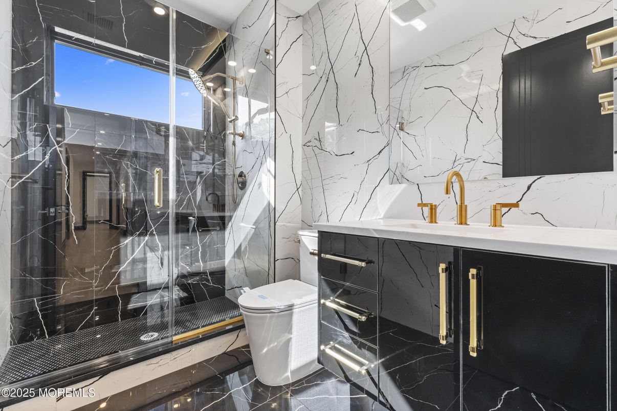 Bathroom, Glass Shower, Interior, Marble, Marble Walls
