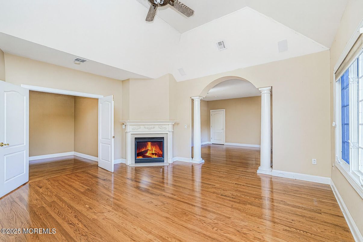 Empty room, Fireplace, Interior, Wood Texture Flooring