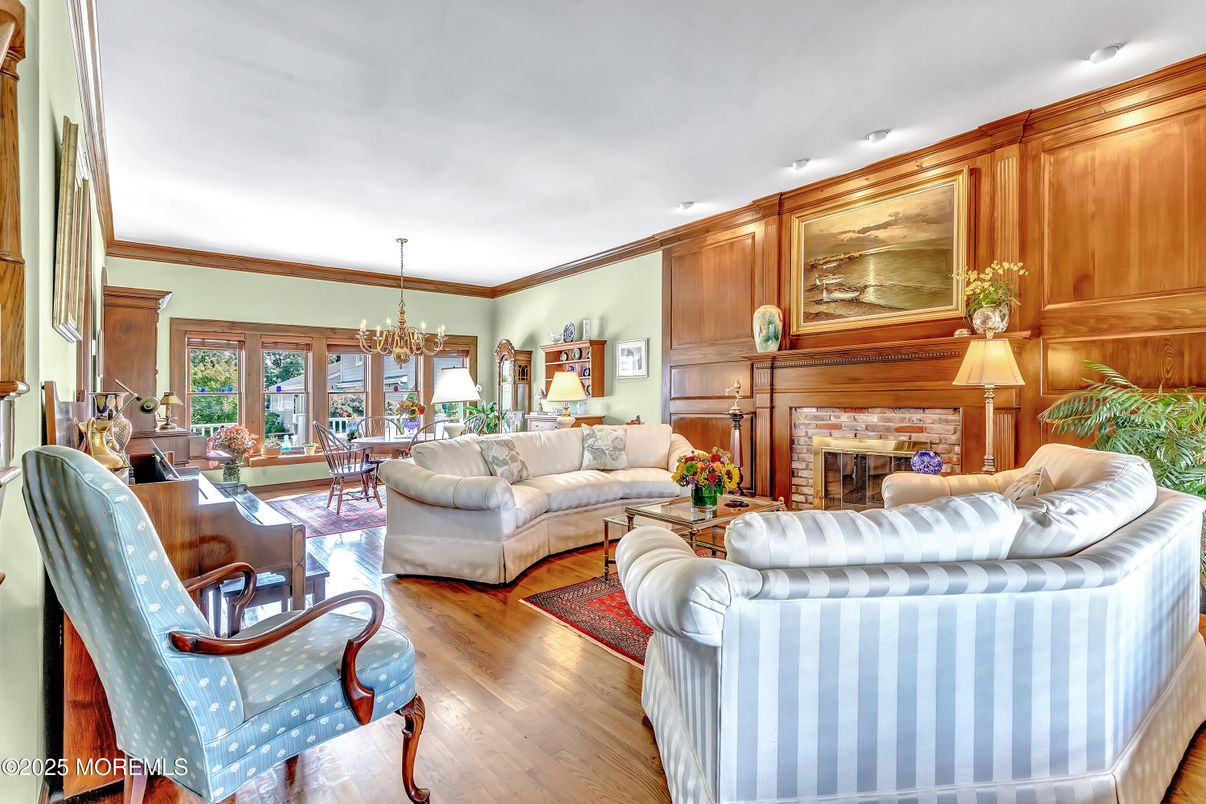 Chandelier, Dining room, Fireplace, Interior, Living room, Wood Texture Flooring