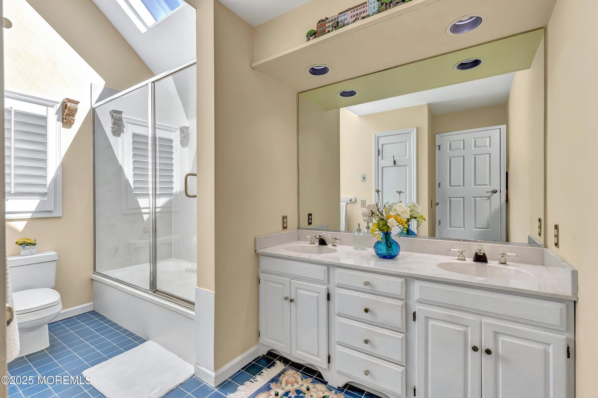Bathroom, Dual Sink Vanities, Glass Shower, Interior, Recessed Lighting