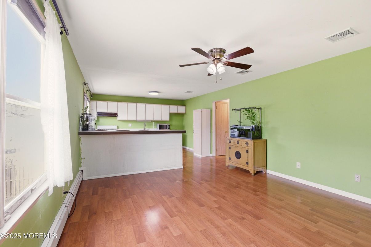 Interior, Kitchen, Recessed Lighting, Wood Texture Flooring