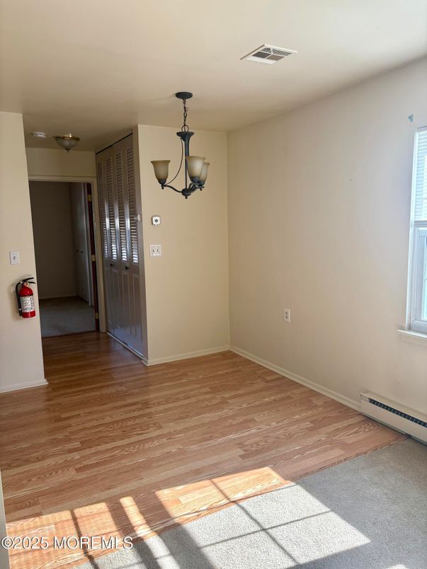 Empty room, Interior, Pendant Lights, Wood Texture Flooring