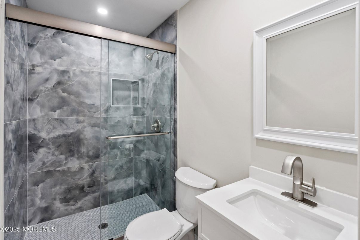 Bathroom, Glass Shower, Interior, Recessed Lighting