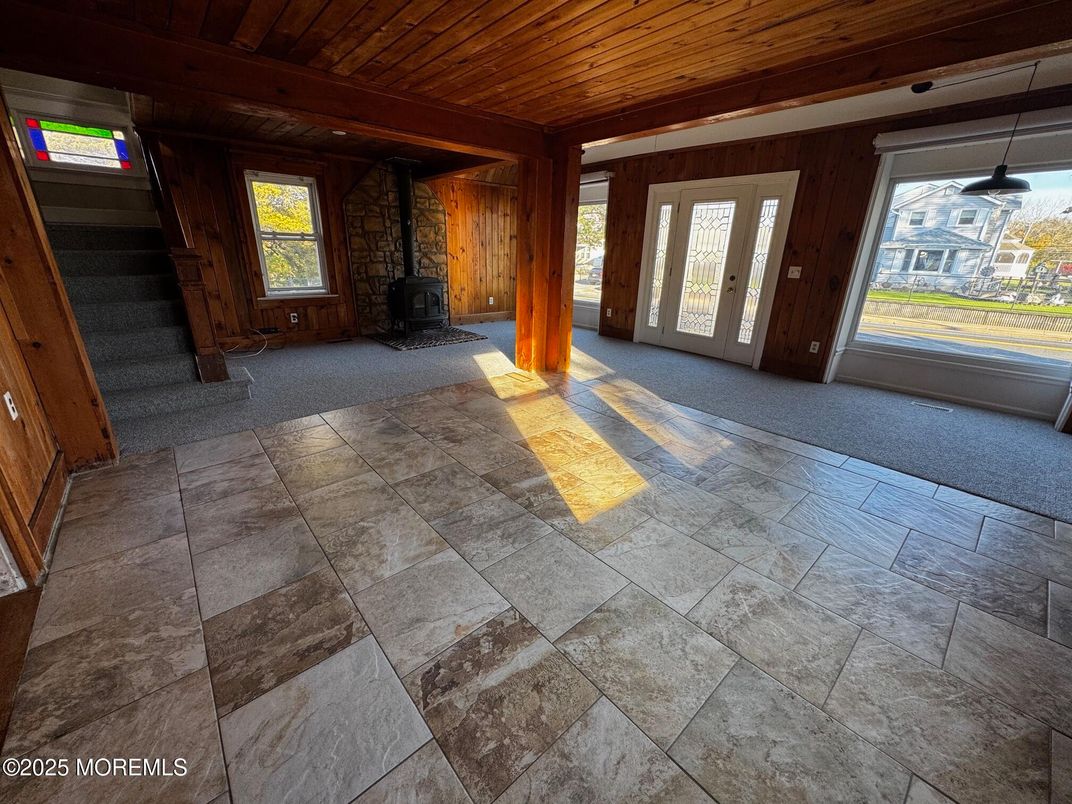 Empty room, Fireplace, Interior, Wooden Beams, Wooden Ceilings, Wooden Walls