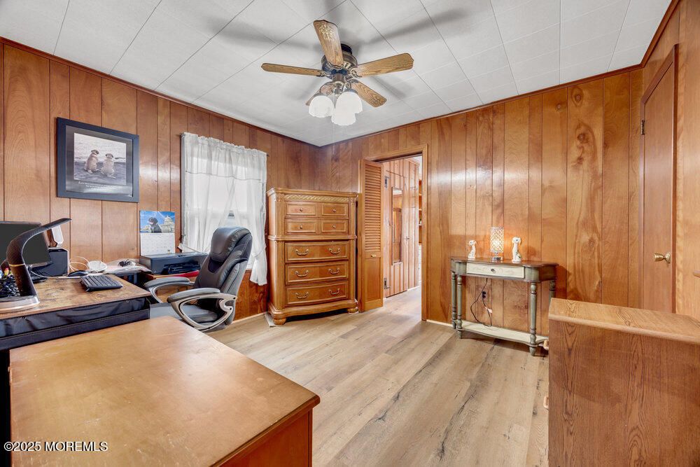 Home Office, Interior, Wood Texture Flooring, Wooden Walls