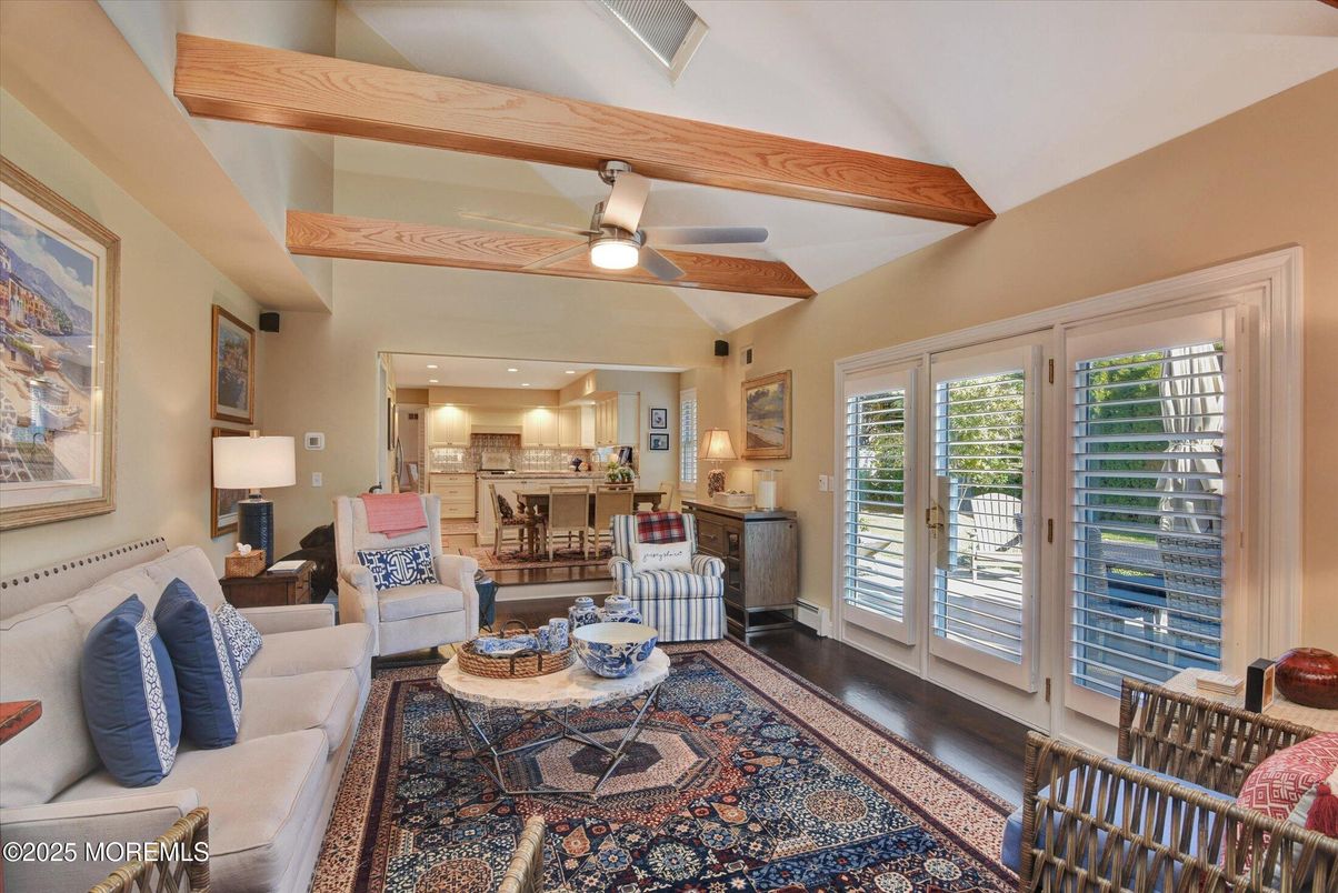 Interior, Kitchen, Living room, Recessed Lighting, Wooden Beams, Wood Texture Flooring