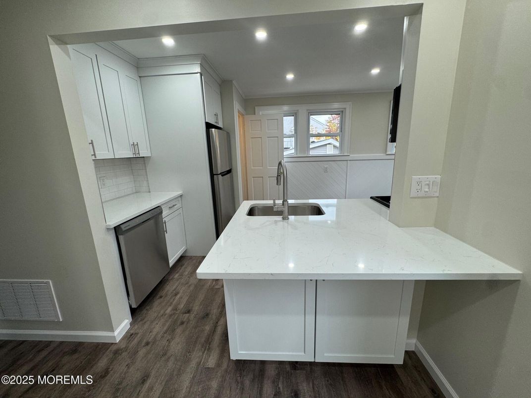 Interior, Kitchen, Recessed Lighting, Wood Texture Flooring