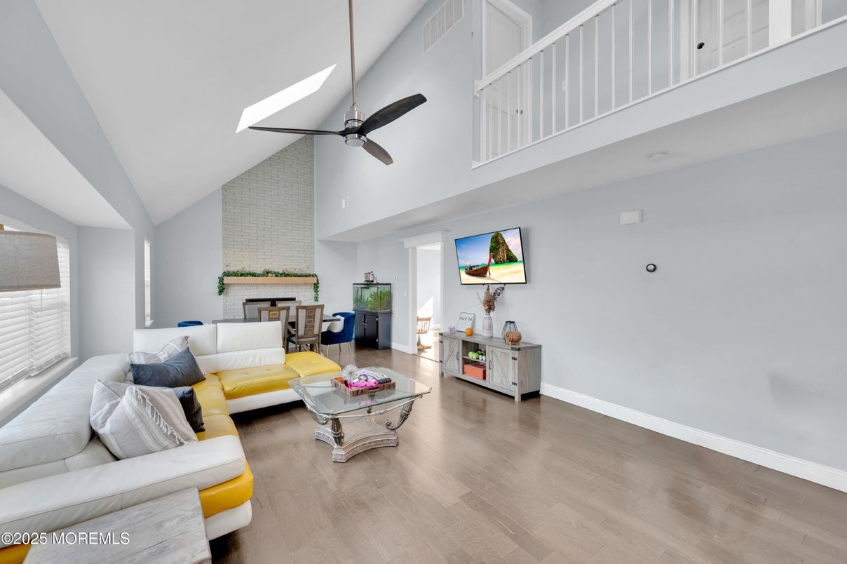 Interior, Living room, Stone Walls, Wood Texture Flooring
