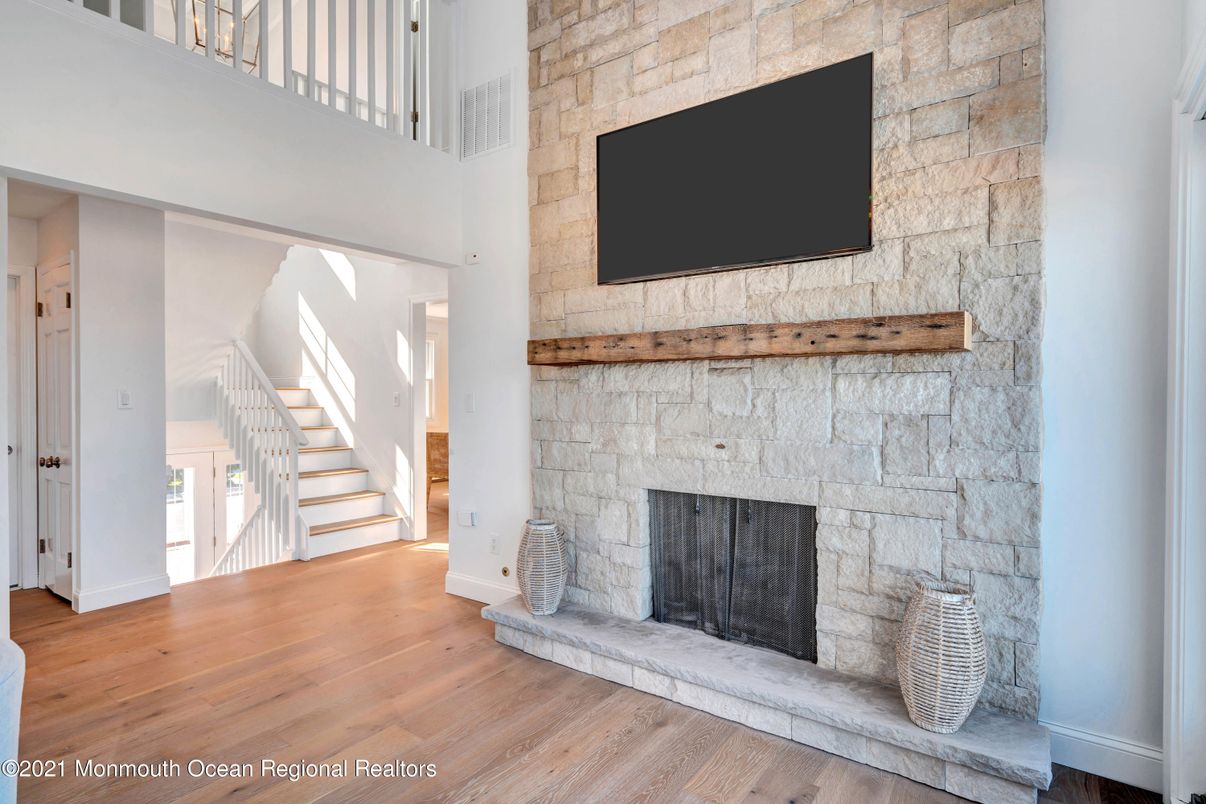 Fireplace, Interior, Stone Walls, Wood Texture Flooring